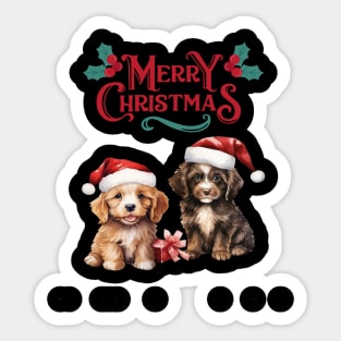 Merry Christmas Puppy Festive Sticker